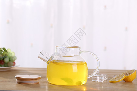 玻璃茶壶柠檬水图片