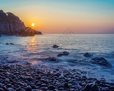 晚霞风景海岛日出背景