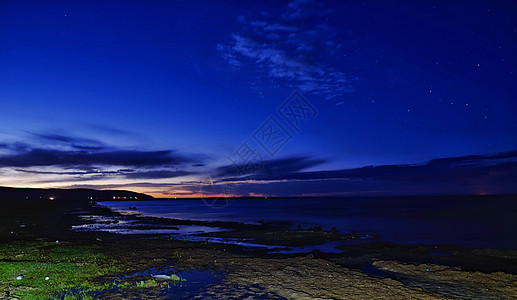 青海湖夜景青海黑马河晚霞背景