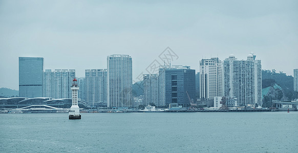 彩色生活厦门海边灯塔背景