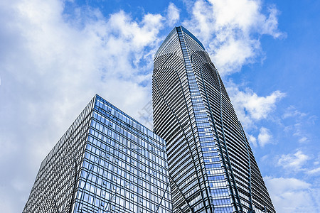 城市房价蓝天下的高楼大厦背景