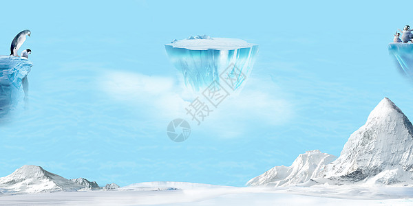 企鹅游泳北极冰块设计图片