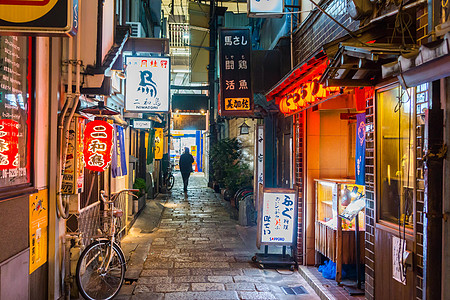 街头夜景日本街道夜景居酒屋背景