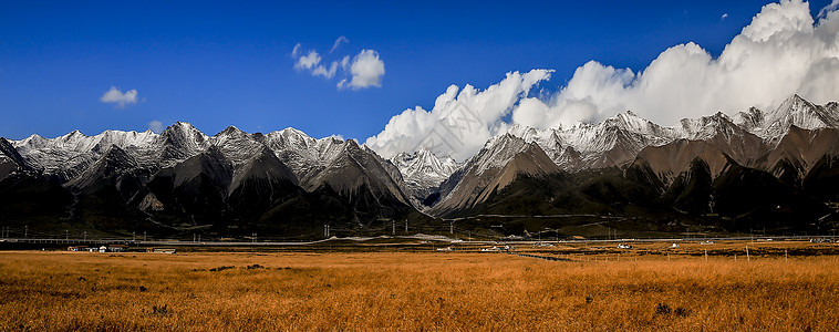 青海牧场青海岗什卡雪山背景