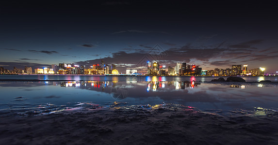 杭州美景钱江新城夜景城市美景背景