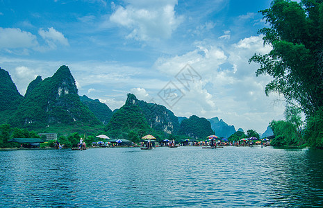 蓝天青山绿水桂林阳朔漓江背景