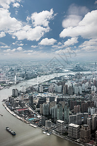 高架航拍的高度看到的上海的高楼林立背景