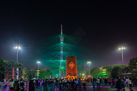 新年城市夜景幻彩广州塔背景