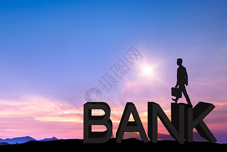 夕阳下的BANK高清图片