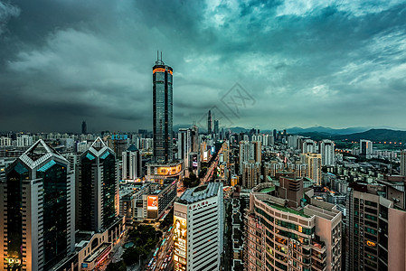 电影胶片感的深圳城市夜景背景