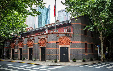 红色党政上海中共一大会址背景