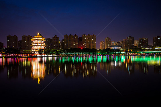 古建筑大唐芙蓉园夜景图片