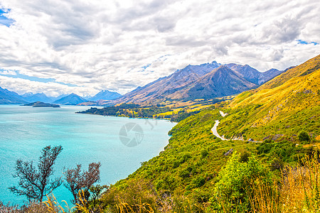 行车路线新西兰仙境格林诺奇美景背景