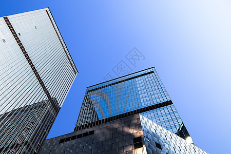 办公室蓝色城市写字楼大厦仰视角背景