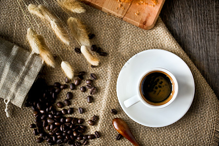 浓缩咖啡咖啡杯带勺图高清图片
