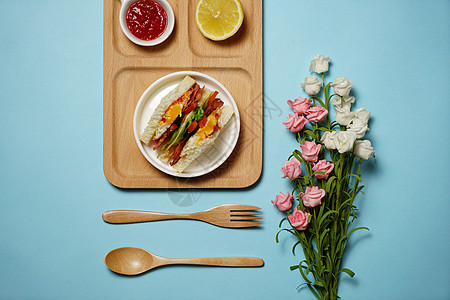 水果与三明治美食组合图片