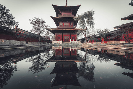 上海广富林广富林古塔寺庙背景