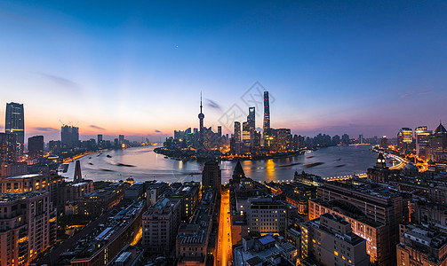 上海外滩陆家嘴金融中心日出夜晚高清图片素材