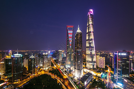 上海陆家嘴金融区城市夜景灯光建筑高清图片素材