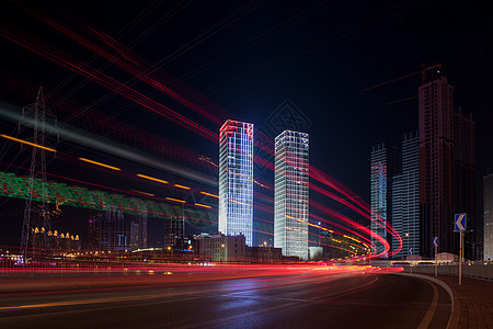 夜晚广场城市建筑夜景风光背景