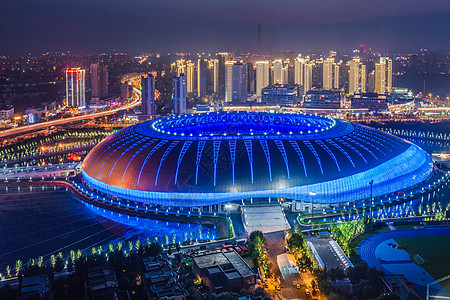 奥体博览中心天津体育馆夜景背景