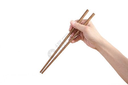 夹菜白底手握筷子合成素材背景
