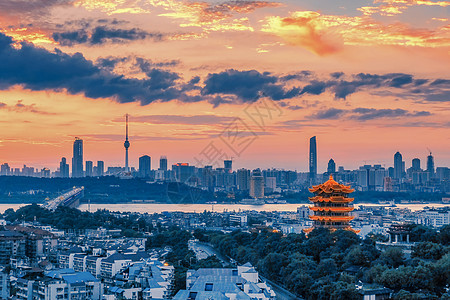 武汉夜景武汉黄鹤楼背景