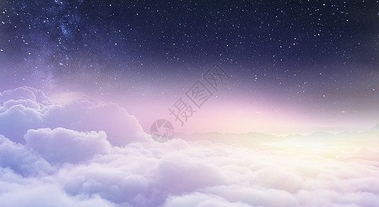星空背景紫色流星高清图片
