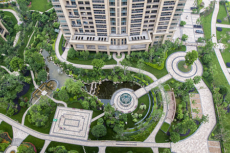 草坪小路楼盘景观俯瞰背景