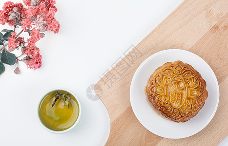 花好月圆 中秋节美食月饼背景