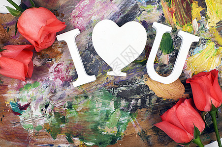 情人节画板上有玫瑰花有爱背景图片