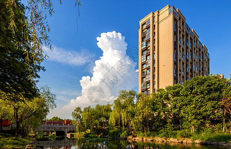 园林小区建筑楼体背景