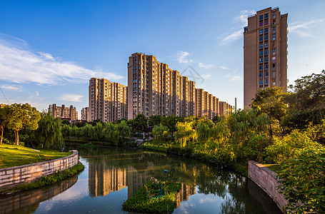 园林小区建筑楼体背景