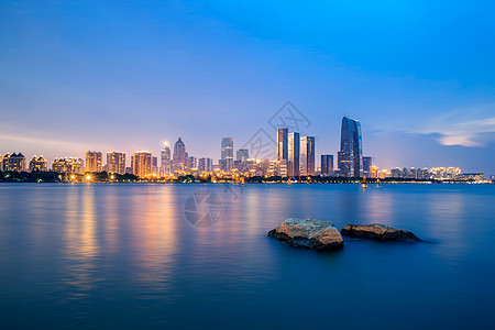 夜景建筑苏州金鸡湖风光背景