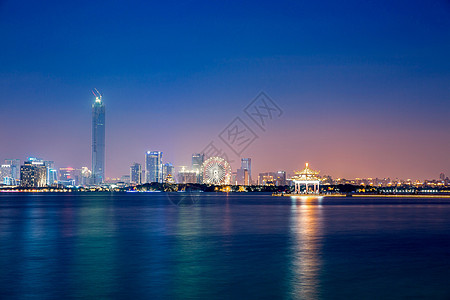 苏州老城苏州金鸡湖风光背景