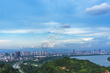 极光壁纸广东惠州城市天际线背景