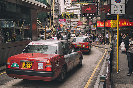 地铁背景香港街头计程车TAXI背景