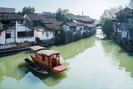 流水人家古镇风光背景