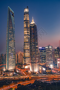 上海地标三件套夜景图片