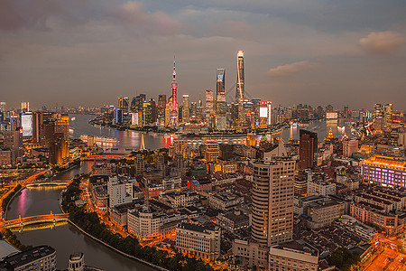 上海夜景陆家嘴城市夜景高清图片