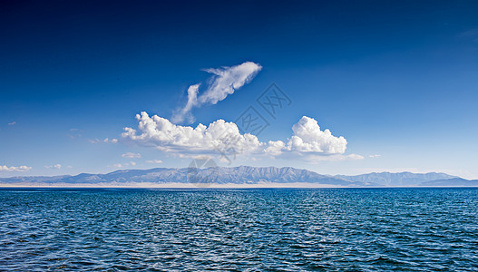 蓝色海水新疆赛里木湖蓝天湖泊美景背景