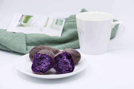 马克杯壁纸营养健康紫薯早餐背景