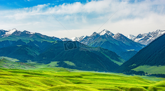 雪山草原图片