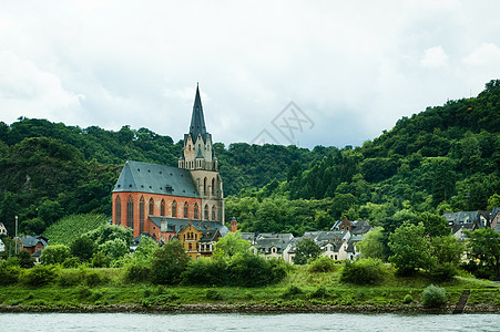 城堡葡萄园欧洲的河岸风景背景