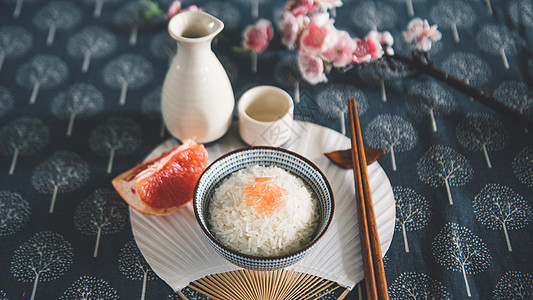 花纹古碗一碗米饭中国风背景