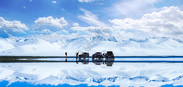 天空之境雪山风光设计图片