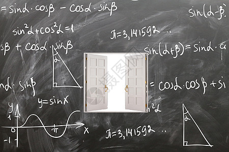 黑板上的知识大门背景图片