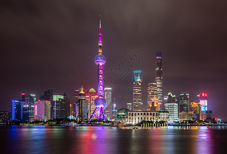 绚丽风光上海外滩夜景背景