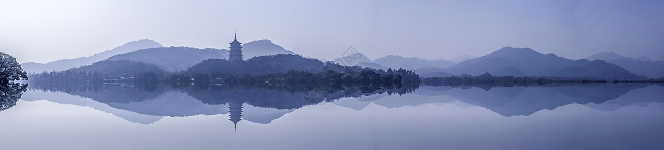 七彩水墨西湖雷峰塔背景