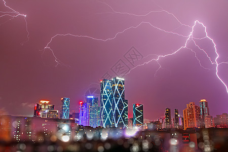 深圳速度城市夜景闪电背景